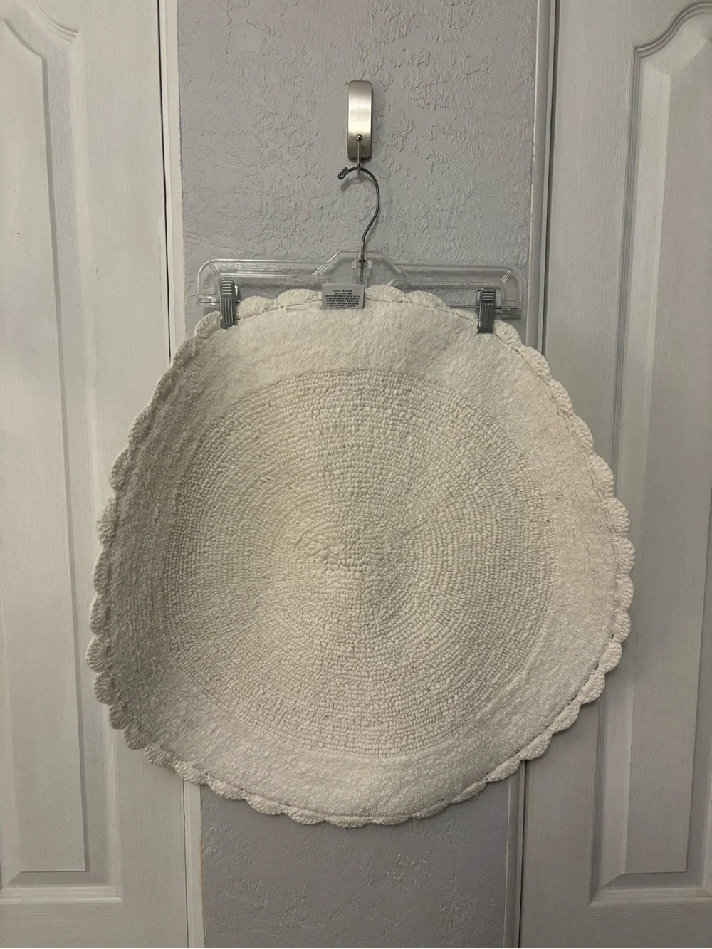 Shabby Chic Rachel Ashwell 100% Cotton Cream Bathmat W Crochet Trim 26.5” EUC